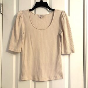 Loft off-white ribbed top with round neck